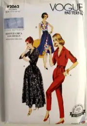 VINTAGE 50'S REPRINT~VOGUE V2062~ SLACK SUIT/ SKIRT~JUMPSUIT/SKIRT ~SZ 8 - 16