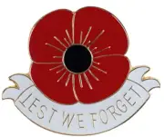 Anzac Day Lest We Forget Poppy Badge Remembrance Lapel Pin Brooch Gift 2.4 x 3cm