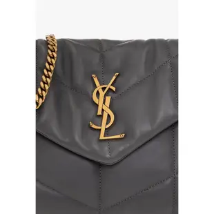 Saint Laurent 577476 YSL 小款 Loulou Puffer 小羊皮金鍊包 風暴灰色