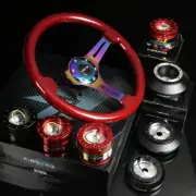 NRG 140H HUB+IRIDIUM GEN 2.8 QUICK RELEASE+3"DEEP DISH STEERING WHEEL RED GRIP (for: Nissan)