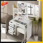 Dressing Table Set Vanity Makeup Desk + Stool and 4 Drawers LED Lighted Mirror