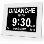 One Piece 7 Inch Digital Calendar Clock with Date and Time, Alzheimer's Clock for Parents, Medication Reminder for Grandparents and Kids - White - 204