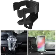 2 in 1 Car Cup Holder Phone Mount Water Cup Drink Bottle Stand Bracket for Suzuki Jimny 2019 2020 2021 2022 2023 2024 Interior Accessories, Black