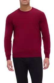 Bugatchi Scott Crewneck Merino Wool Sweater in Burgundy at Nordstrom, Size Large