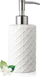 MIKIGEY Ceramic Soap Dispenser with Pump, Rust-Proof, White, Bathroom and Kitchen, Hand and Liquid Soap Dispenser