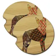 Boston Terrier Tattoo Wood Car Coaster Gift Set fit Car & Truck Cup Holder