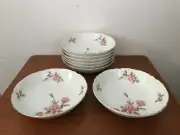 Set of 8 Mikasa Fine China Rosetta 5.5" Cereal Soup Bowl Rose Floral Vtg Antique
