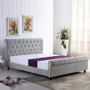 ROYAL Velvet Upholstery Bed Frame/Wood Legs/Queen/ King