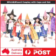 Children's Performance Cape Costume Set:Witch&Wizard Cosplay with Cape and Hat