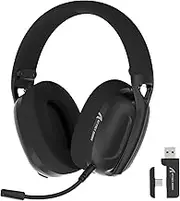 ATTACK SHARK L80 Wireless Gaming Headset, 2.4Ghz USB Gaming Headphones with Bluetooth 5.2, 50H Battery, Noise Canceling Mic, 3.5mm Wired, Wireless Headset for PC Nintendo Switch PS5 PS4 Mac（Black）