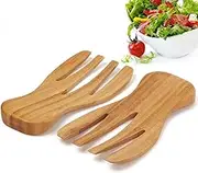 Salad Hands Tosser Salad Servers Tongs Bamboo Kitchen Helper Pack of 2