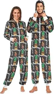 [ZZXXB] Pineapple Beach Party Onesie Pajamas for Adult Women Men Long Sleeves One Piece Onesies Hooded Sleepwear S - XL