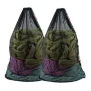 Mesh Laundry Bag Heavy Duty Drawstring Bag, College, Dorm, Travel, 2pcs black