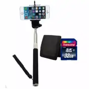 Extendable Handheld Selfie Stick Monopod for Samsung iPhone + 32GB Card