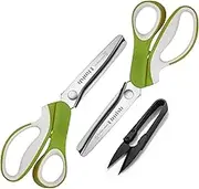 Pinking Shears Set (Pack of 2 PCS, Serrated & Scalloped Edges) by Elmish - Zig-zag Scissor for Fabric Leather & Paper - Pinking Dressmaking Sewing Scissors EM-006-B