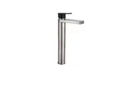 VITO BERTONI EEVA Round Basin Mixer Tap -Extended/Tall - Straight Spout - Brushed Nickel/Black