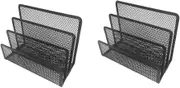 Tofficu 2pcs Metal Mesh File Organizer Desk Organizer Letter Storage Rack for Office Home Classroom