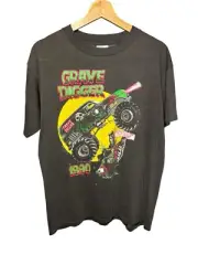 Vintage 1990 Grave Digger T-Shirt Monster Truck Death Skull Bones Horror XL