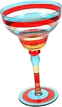 COLLBATH Unique Hand Painted Margarita Glasses Decorative Wine Glassware Stripes Decor for Events and Parties
