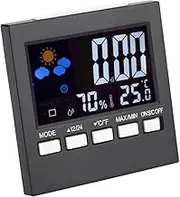 Multi-Functional Digital Thermometer Hygrometer Clock Alarm Function Calendar Weather Forecast Display Black Black