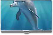 [VFMKT] Slim Metal Business Card Holder Portable Business Card Case Pocket Name Card Holder Winter The Dolphin Wallet for Men Women Office Travel