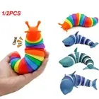 1/2x Articulated Anti-Anxiety Flexible Relief 3D Stress Reliever Fidget Slug Toy