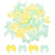 50Pcs Mini Ribbon Bows 1" Mini Fabric Satin Ribbon Flower Bows Green & Yellow