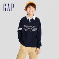 在飛比找momo購物網優惠-【GAP】男童裝 Logo純棉長袖POLO衫-藏藍色(786