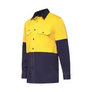 Hard Yakka Koolgear Hi Vis 2Tone Vented Long-Sleeved Yellow/Navy
