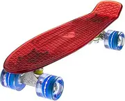 [Ridge Skateboards] Blaze Mini Cruiser Skateboard-Transparent Blue Deck/Red LED, 22-Inch