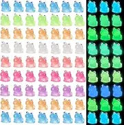 DIYDEC 100pcs Luminous Mini Resin Frog 7 Colors Little Small Frogs Glow in The Dark Tiny Resin Frog Figures Bulk for Dollhouse Decor Micro Fairy Garden Landscape Aquarium Toys
