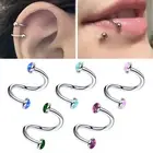 3/4/5mm Opal Internal Thread Spiral Ear Stud Steel Twist Earring Helix Piercing
