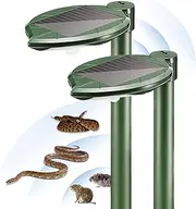 maxfetched Solar Snake Repellent Ultrasonic Outdoor, Mini LED Light Sonic Mole Repellent Snake Repeller Stake Solar-Powered, Get Rid of Snake Mole Vole Gopher in Lawn Farm Garden Yard 2PK Green