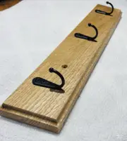Rustic Coat Rack - Wall Mounted Brown Wooden 14" Entryway Coat Hooks - 3 Rustic