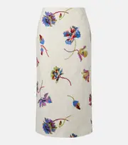 [La DoubleJ] La DoubleJ Floral cotton pencil skirt UK 14 white