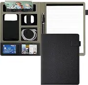 Portfolio Folder A4 Conference Folder Organiser Document Holder Clipboard with Cover Folder Legal Pad Personal Organisers Folders with A4 Notebook Portfolio Folder for Business (Black)