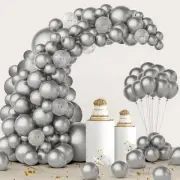 JOYIN 150 Pcs Metallic Silver Balloons, Different Sizes 18 12 10 5 Inch Silver L