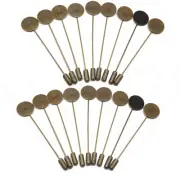 20 Bronze Tone Round Tray Lapel Pin Safety Pins Brooches for Men Women Suit Tie