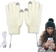 [Generic] Heated Gloves, Windproof Electric Gloves, USB Electric Heated Winter Thermal Gloves with Touch Screen, Soft Padded Lining, Wool Gloves for Knitting, Warm Up