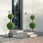 2 Pack 91.4cm Artificial Boxwood Topiary Tree Faux Plant UV Decor In/Outdoor