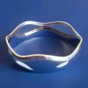Erick's Sterling Silver Wavy Bangle Bracelet Size 7.5 in. Taxco.925