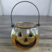 Jack-o'-Lantern Pumpkin Glass Candle Holder Tealight Halloween Fall Home Decor