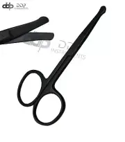 Nose Hair Trimmer Scissors 3.5'' Black Round Tip Scissors For Ear Eyebrow Beard