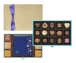 日本限量版GODIVA比利時皇室限定單層掀蓋抽屜式tiffany藍珠寶盒巧克力禮盒-２１粒入珍藏紀念版
