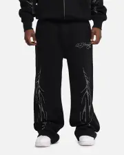 [ED HARDY] Ed Hardy Cyber Rhinestone Track Pants Black - Size 2XL 2XL Black