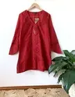 ISHKA red mirror embroidered cotton kurta tunic top sz L | BNWT