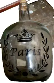 K&B glass gallon jar bottle Paris crown olive branches design NEW