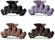 SuPoo Large 4.33" Matte Hair Claw Clips for Thick and Thin Hair - Jumbo Banana Jaw Hair Clips, 4PCS in Brown, Black, Purple, Coffee