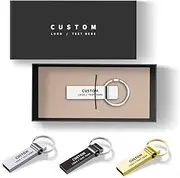 Custom USB Flash Drive, 100 Pack Personalized Pen Drive USB 2.0 Memory Stick Thumb Drive with Keychain, Ideal for Corporate Gifts, Business Events and Promotional Giveaways (512 MB,with Gift Box)