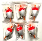 Set of 6 Red/White 1.25" Foam Pear Slotted Stick Float